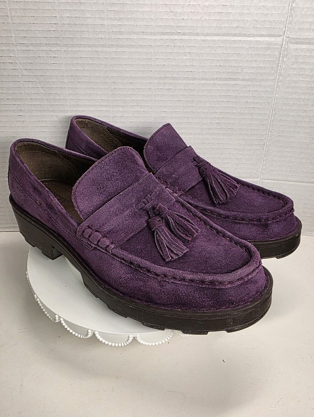 Born Capri Purple Suede Tassle Loafers 8.5